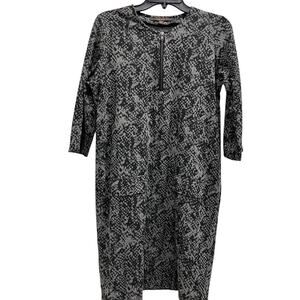 FEVER Cheetah Animal Print Office Career Black gray 3/4 Sleeve VTG Dress Sz S